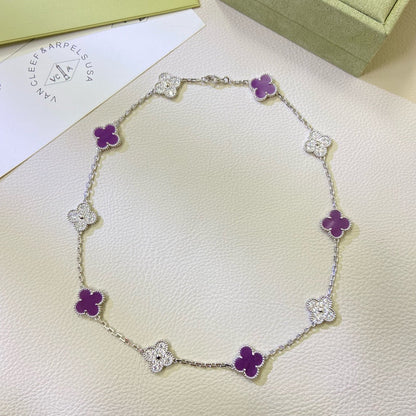 [Rani Jewelry]CLOVER 10 MOTIFS  PURPLE VIOLET DIAMOND NECKLACE