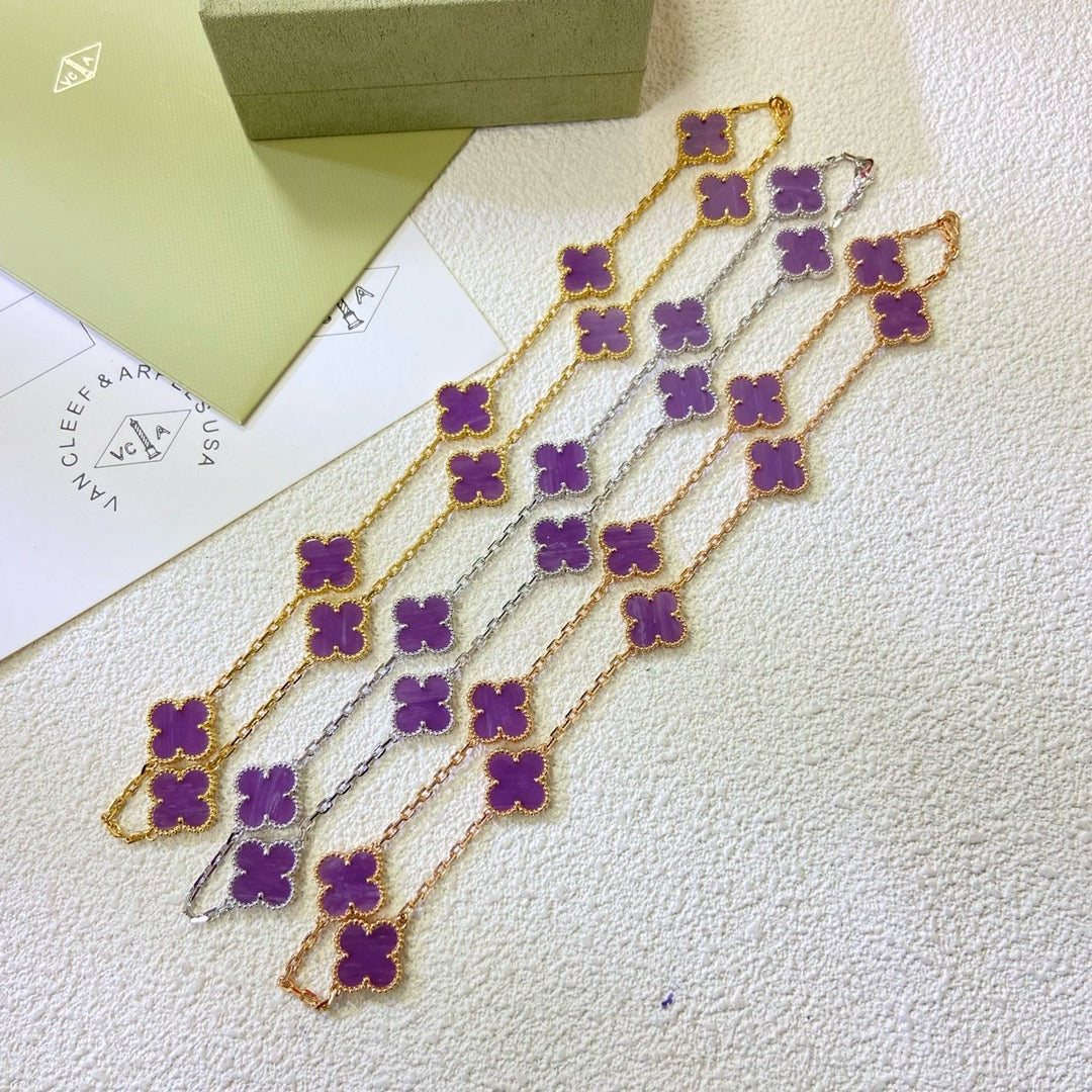 [Rani Jewelry]CLOVER 10 MOTIFS  PURPLE VIOLET  NECKLACE