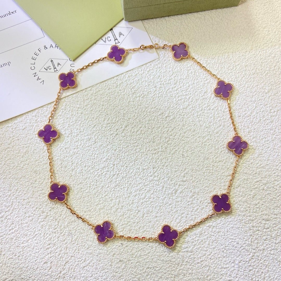 [Rani Jewelry]CLOVER 10 MOTIFS  PURPLE VIOLET  NECKLACE