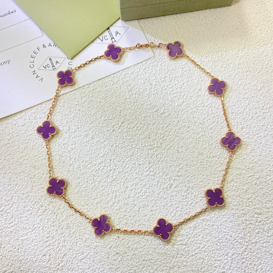 [Rani Jewelry]CLOVER 10 MOTIFS  PURPLE VIOLET  NECKLACE