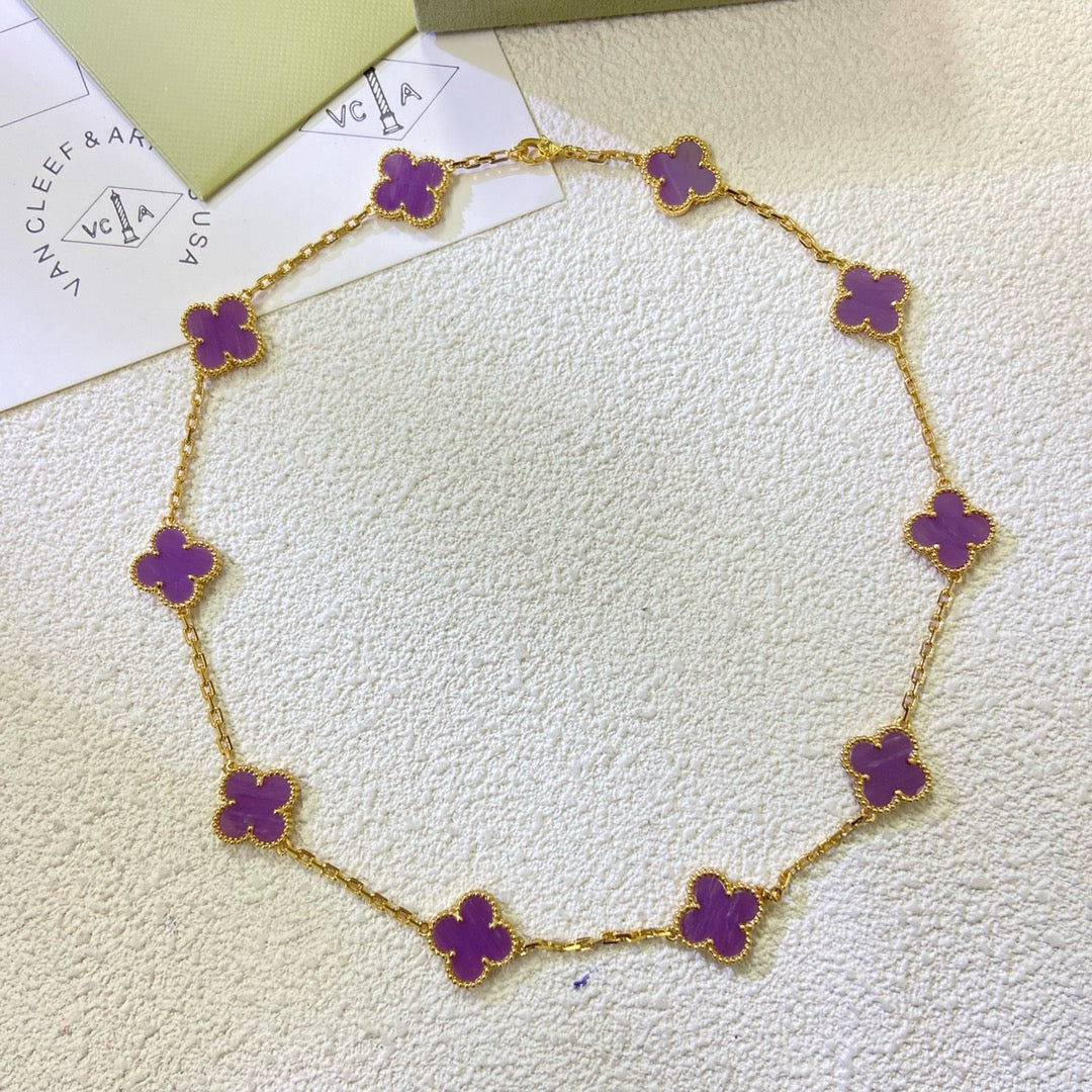 [Rani Jewelry]CLOVER 10 MOTIFS  PURPLE VIOLET  NECKLACE