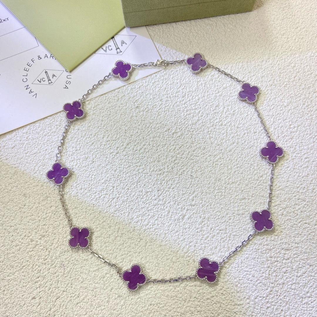 [Rani Jewelry]CLOVER 10 MOTIFS  PURPLE VIOLET  NECKLACE