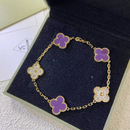 [Rani Jewelry] CLOVER 5 MOTIF VIOLET BRACELET COLLECTION