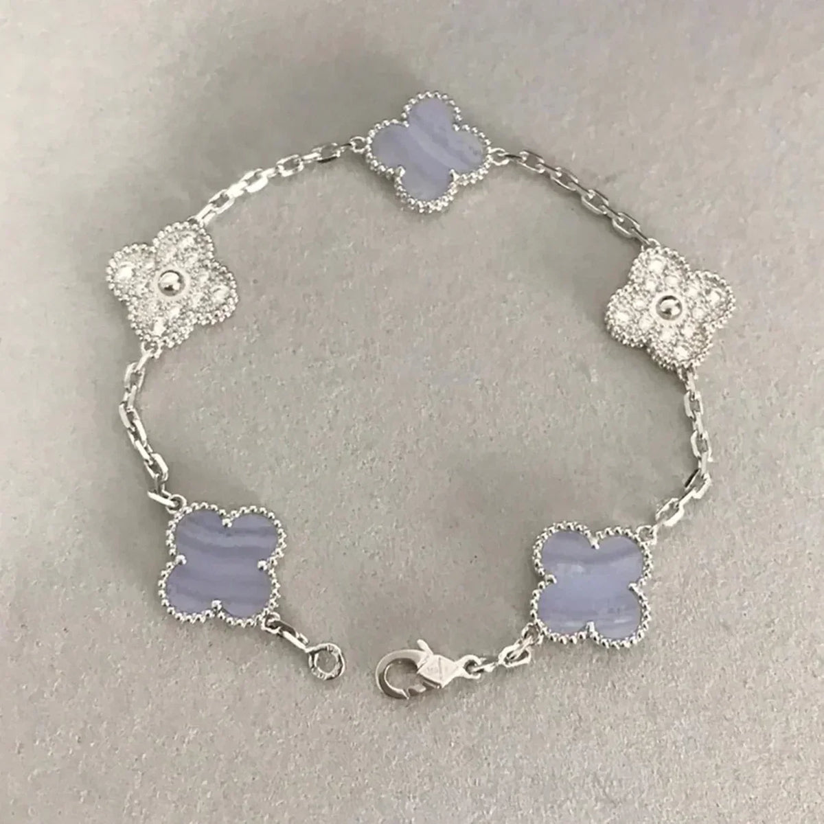 [Rani Jewelry] CLOVER 5 MOTIF PURPLE CHALCEDONY BRACELET COLLECTION