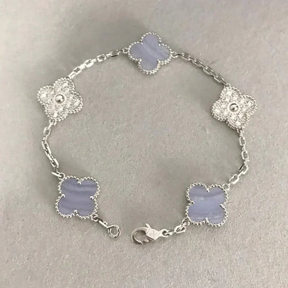 [Rani Jewelry] CLOVER 5 MOTIF PURPLE CHALCEDONY BRACELET COLLECTION