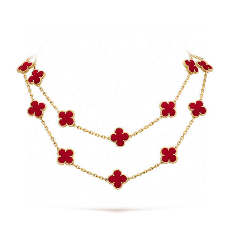 [Rani Jewelry]CLOVER 20 MOTIFS CARNELIAN NECKLACE
