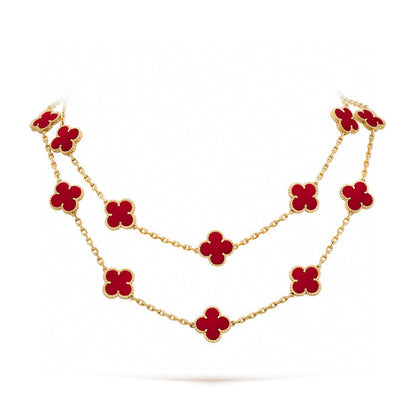 [Rani Jewelry]CLOVER 20 MOTIFS CARNELIAN NECKLACE