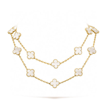 [Rani Jewelry]CLOVER 20 MOTIFS WHITE MOP NECKLACE