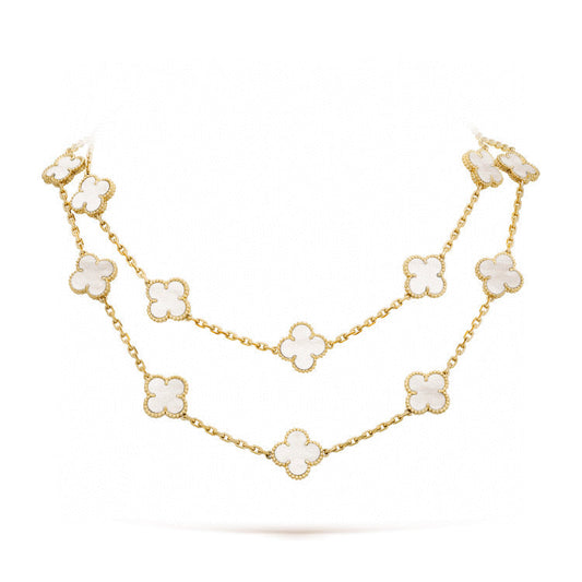 [Rani Jewelry]CLOVER 20 MOTIFS WHITE MOP NECKLACE