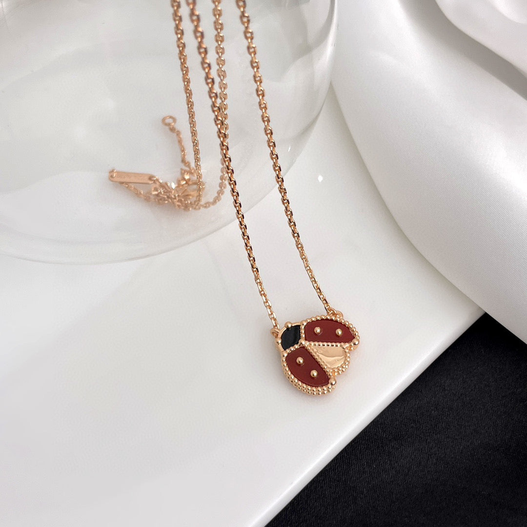 [Rani Jewelry]LUCKY  CARNELIANS LADYBUG NECKLACE