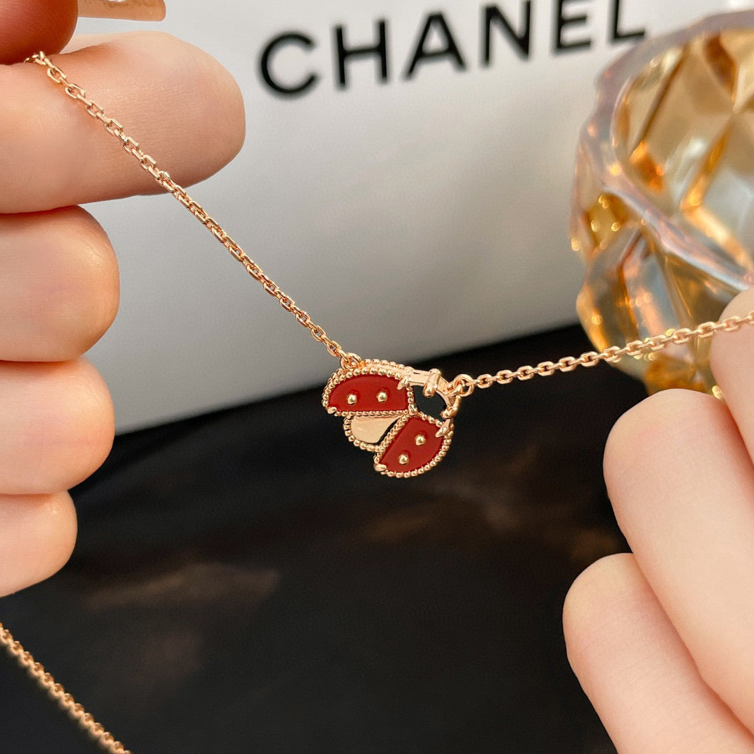 [Rani Jewelry]LUCKY  CARNELIANS LADYBUG NECKLACE