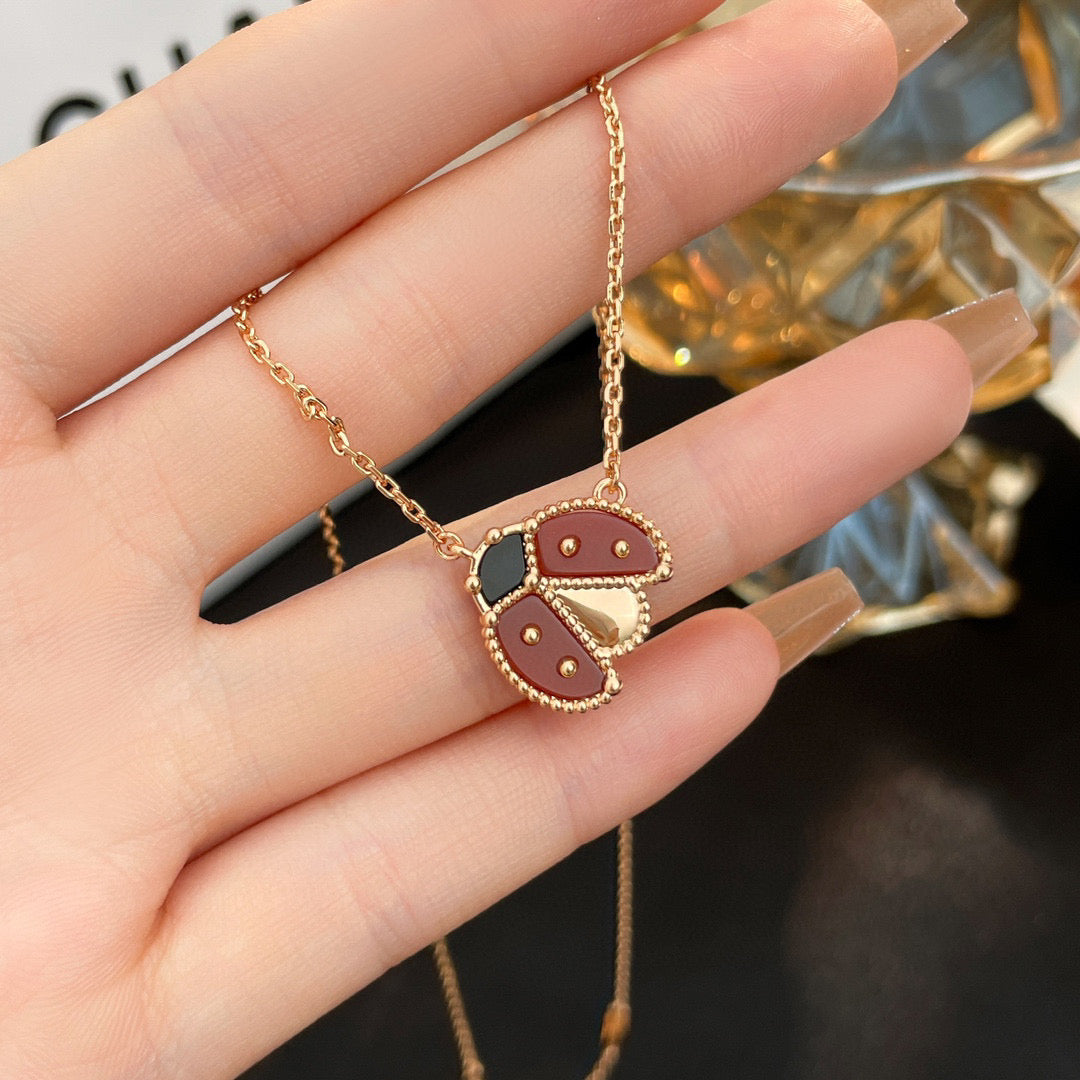 [Rani Jewelry]LUCKY  CARNELIANS LADYBUG NECKLACE