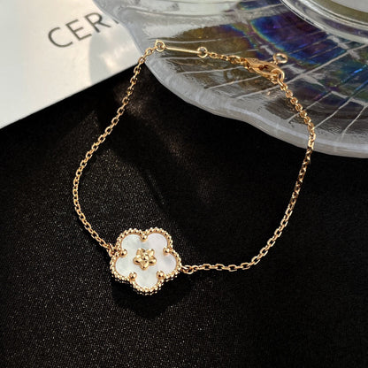 [Rani Jewelry]LUCKY WHITE MOP PLUM BLOSSOM  BRACELET