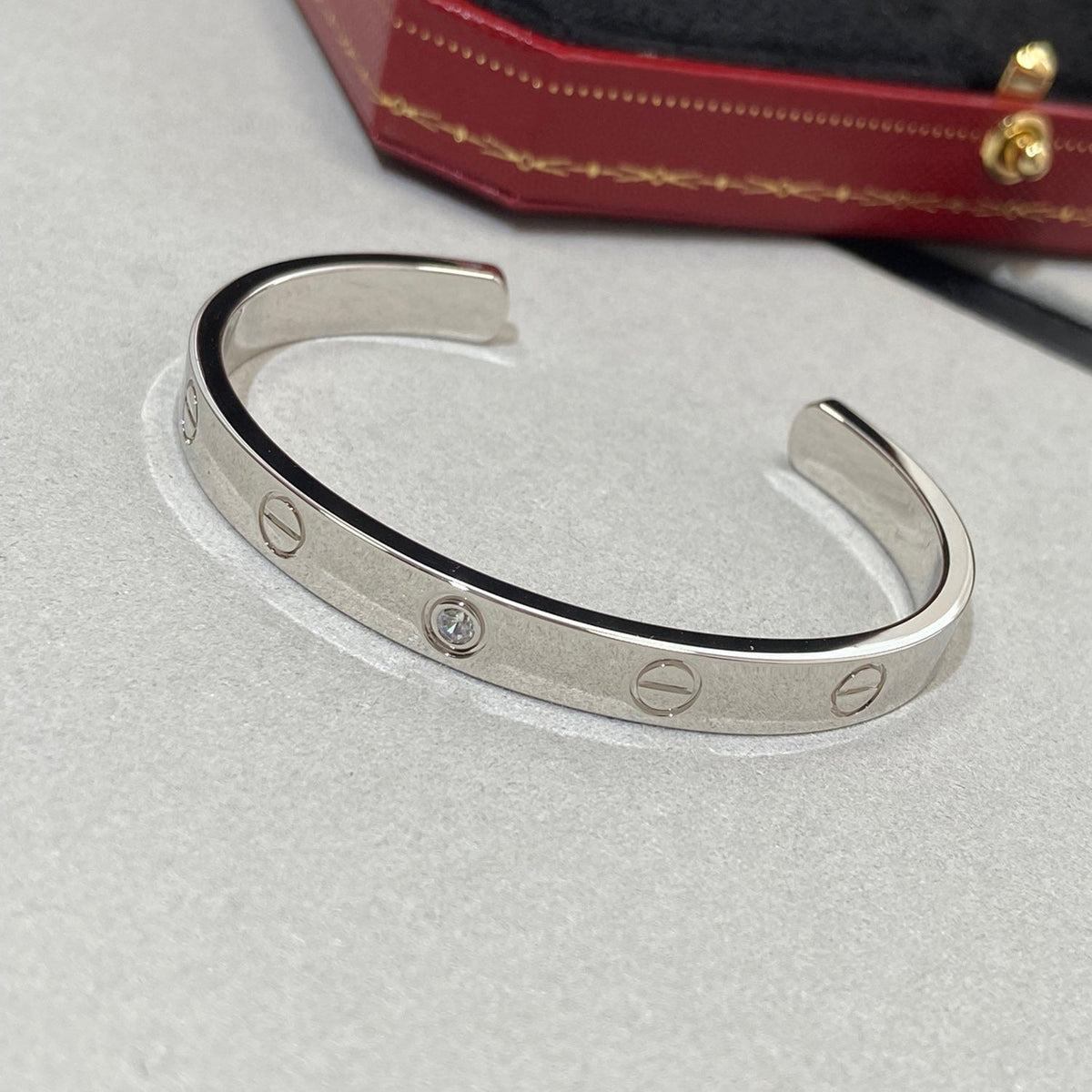 [Rani Jewelry] LOVE BRACELET 6.1MM 1 DIAMOND OPEN CUFF
