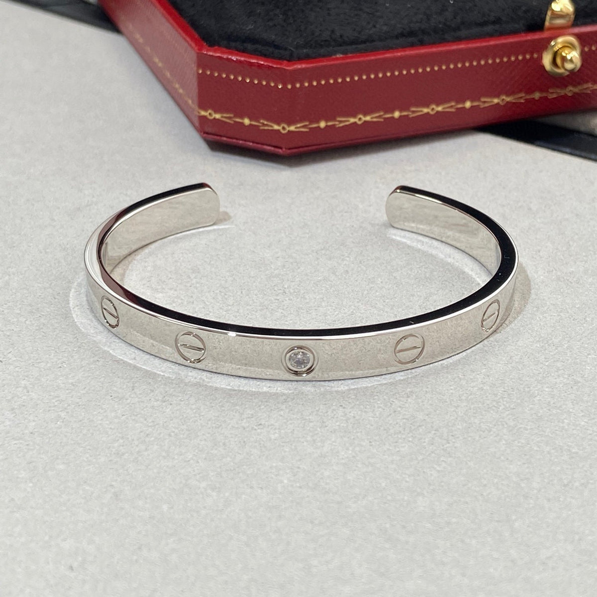 [Rani Jewelry] LOVE BRACELET 6.1MM 1 DIAMOND OPEN CUFF