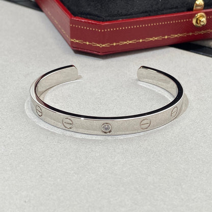 [Rani Jewelry] LOVE BRACELET 6.1MM 1 DIAMOND OPEN CUFF