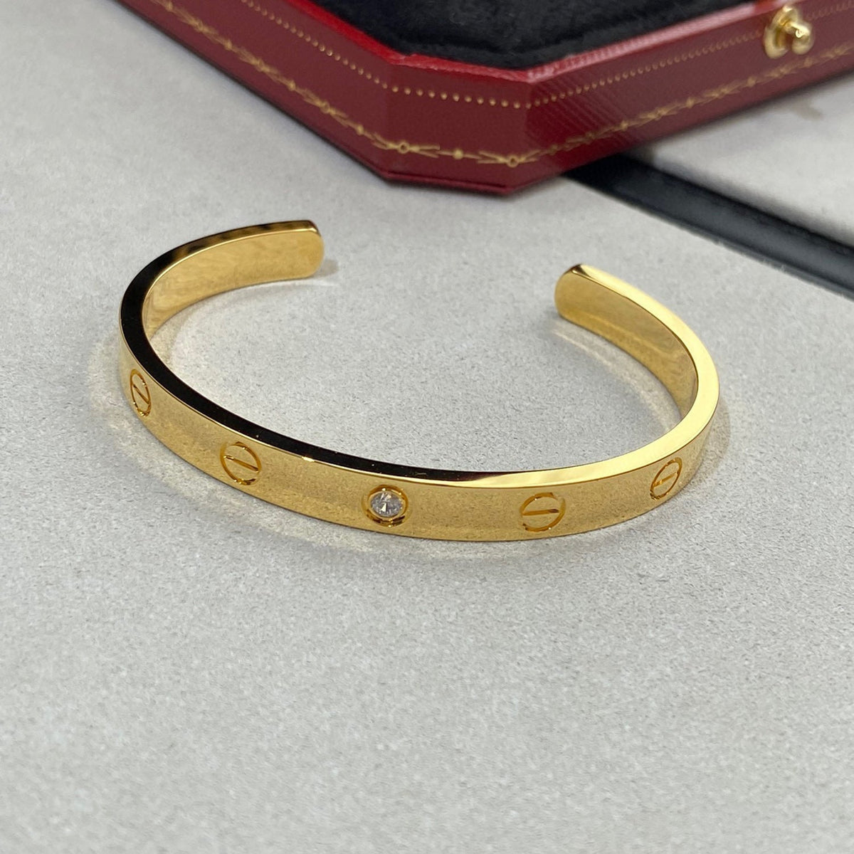 [Rani Jewelry] LOVE BRACELET 6.1MM 1 DIAMOND OPEN CUFF