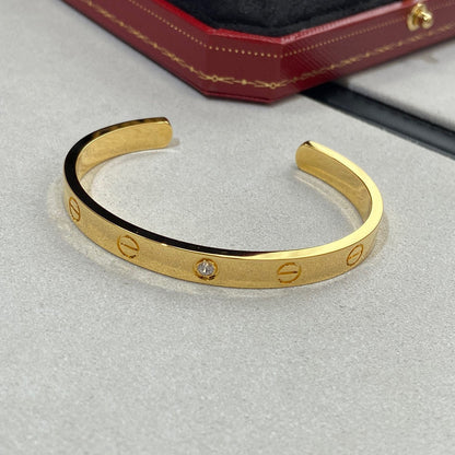 [Rani Jewelry] LOVE BRACELET 6.1MM 1 DIAMOND OPEN CUFF