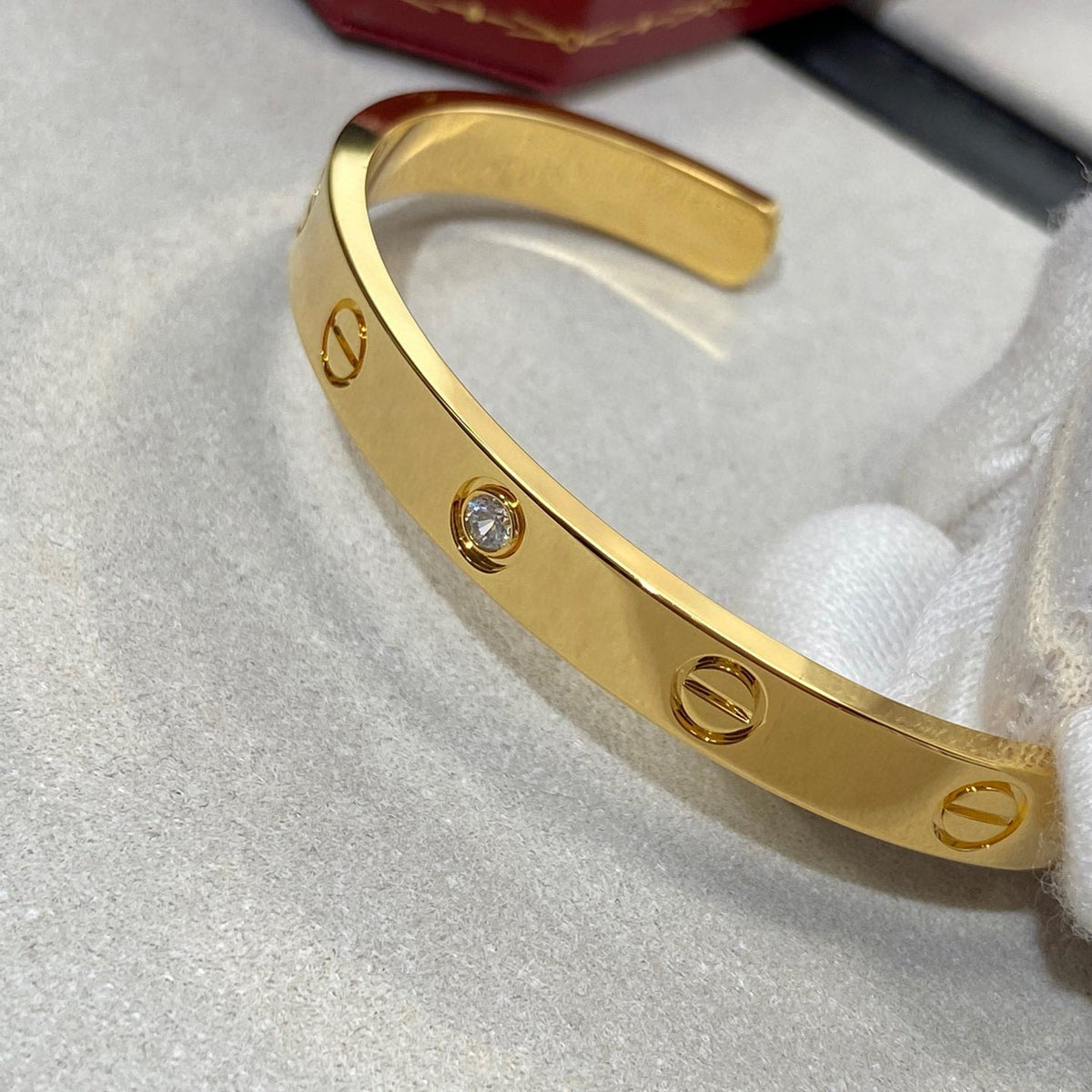 [Rani Jewelry] LOVE BRACELET 6.1MM 1 DIAMOND OPEN CUFF