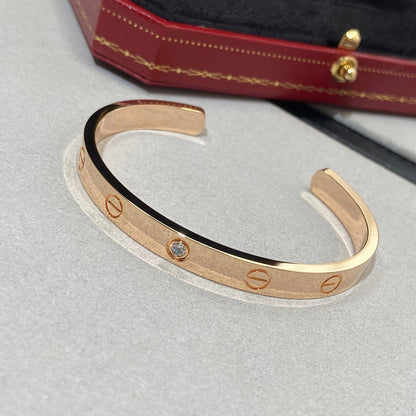 [Rani Jewelry] LOVE BRACELET 6.1MM 1 DIAMOND OPEN CUFF