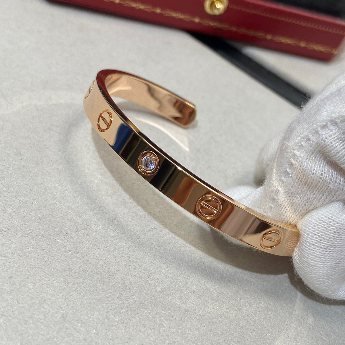 [Rani Jewelry] LOVE BRACELET 6.1MM 1 DIAMOND OPEN CUFF