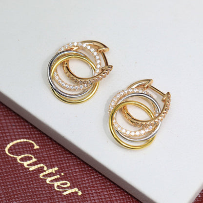 [Rani Jewelry] TRINITY HALF DIAMOND  EARRINGS