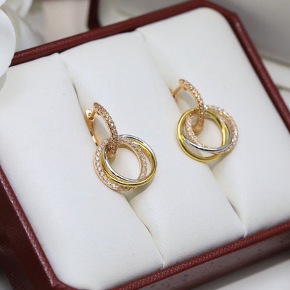 [Rani Jewelry] TRINITY HALF DIAMOND  EARRINGS