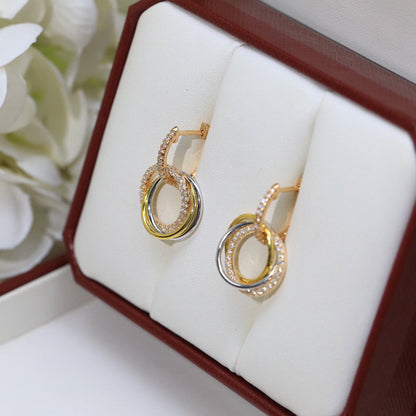 [Rani Jewelry] TRINITY HALF DIAMOND  EARRINGS