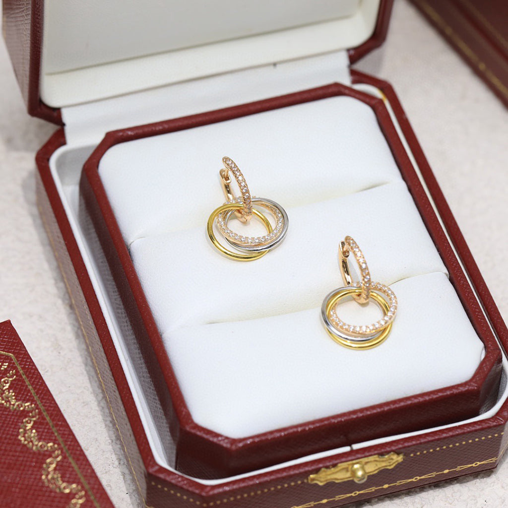 [Rani Jewelry] TRINITY HALF DIAMOND  EARRINGS