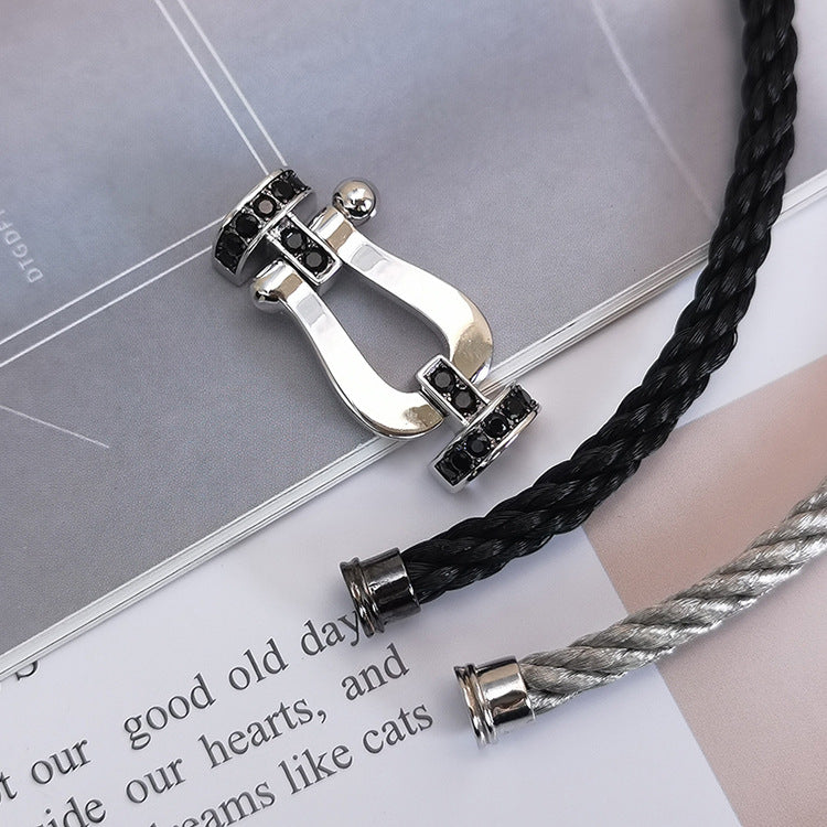 [Rani Jewelry]FORCE LARGE HORSESHOE BLACK DIAMOND BRACELET SILVER