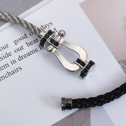 [Rani Jewelry]FORCE LARGE HORSESHOE BLACK DIAMOND BRACELET SILVER
