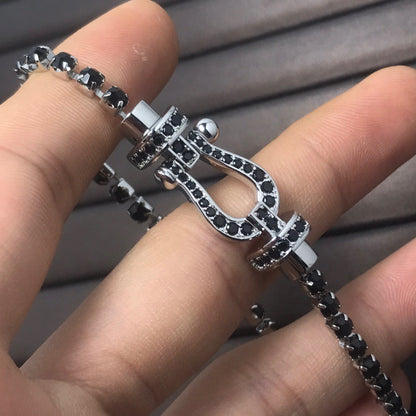 [Rani Jewelry]FORCE  LARGE HORSESHOE FULL DIAMOND TENNIS BRACELET