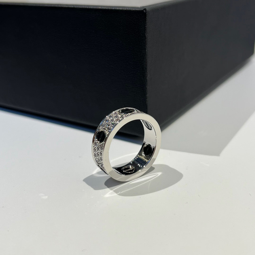 [Rani Jewelry] LOVE RING 5.5MM DIAMONDS PAVED CERAMIC