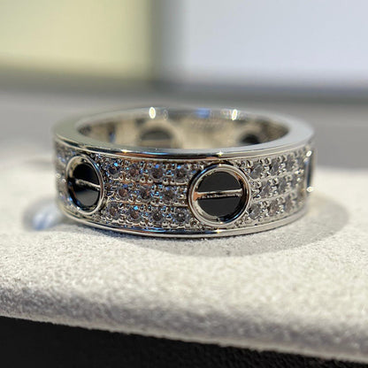 [Rani Jewelry] LOVE RING 5.5MM DIAMONDS PAVED CERAMIC