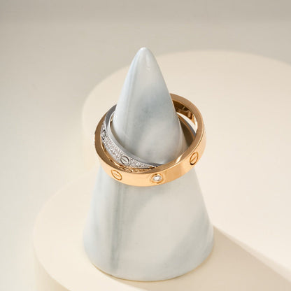 [Rani Jewelry] LOVE PINK GOLD SILVER DIAMOND DOUBLE RING