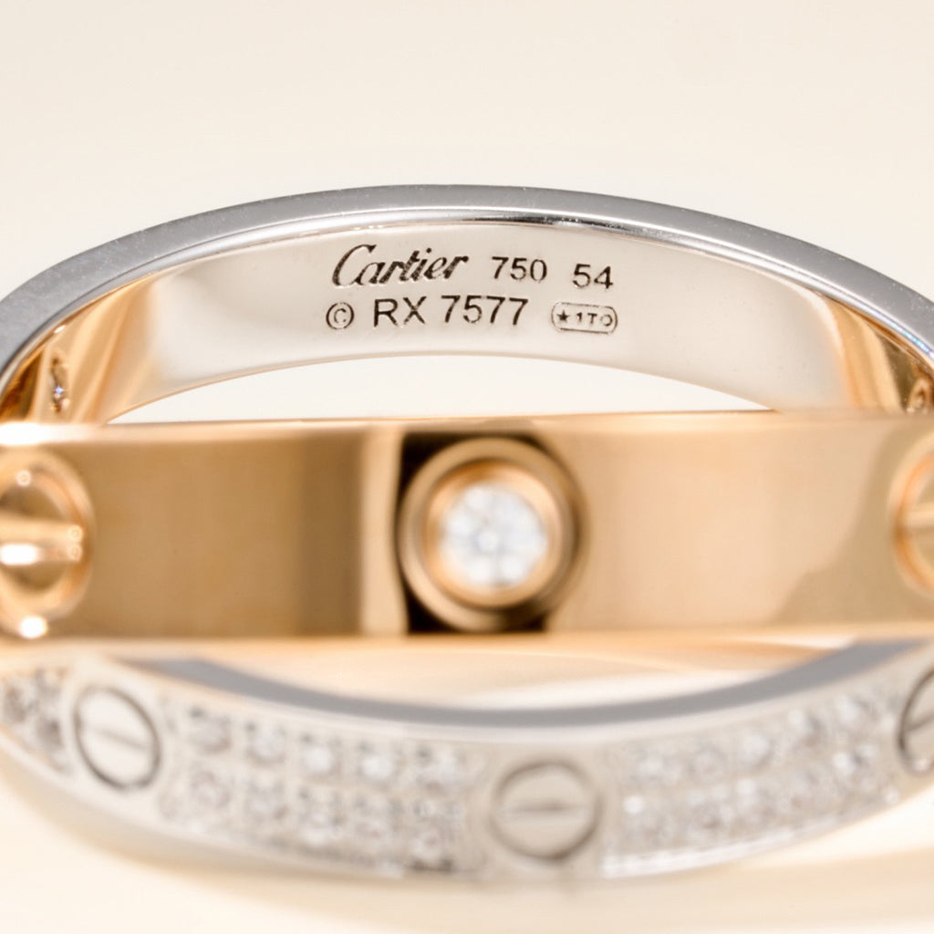 [Rani Jewelry] LOVE PINK GOLD SILVER DIAMOND DOUBLE RING