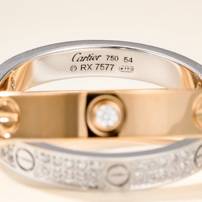[Rani Jewelry] LOVE PINK GOLD SILVER DIAMOND DOUBLE RING