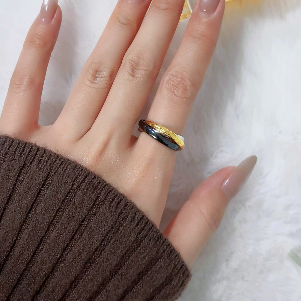[Rani Jewelry] TRINITY 3.2MM RING BLACK CERAMIC