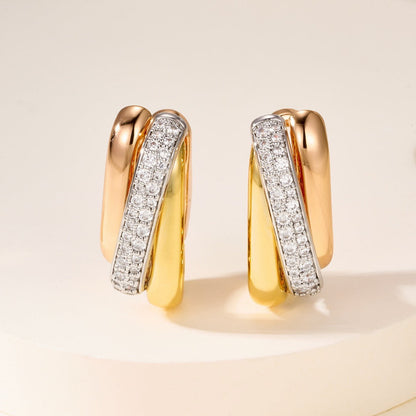 [Rani Jewelry] TRINITY HALF DIAMOND  CUSHION EARRINGS