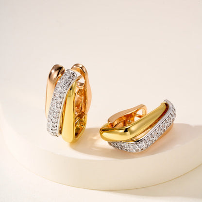 [Rani Jewelry] TRINITY HALF DIAMOND  CUSHION EARRINGS
