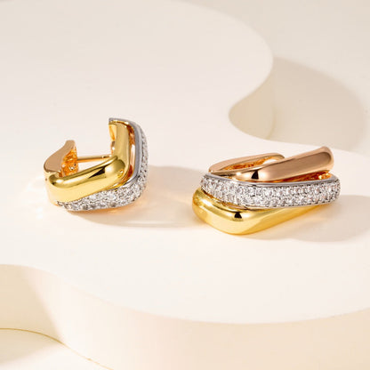 [Rani Jewelry] TRINITY HALF DIAMOND  CUSHION EARRINGS