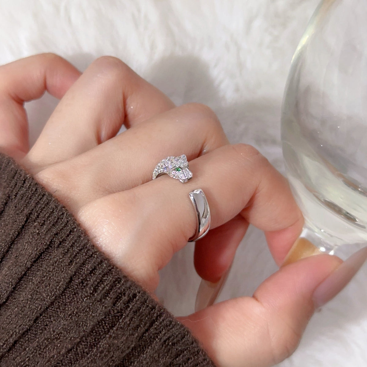 [Rani Jewelry] PANTHERE HALF DIAMOND SMALL RING