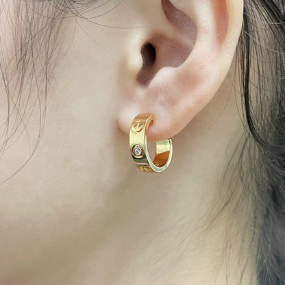 [Rani Jewelry] LOVE EARRINGS 5.7MM 2 DIAMONDS