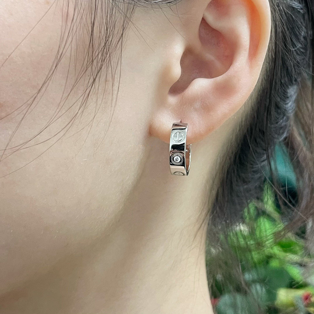 [Rani Jewelry] LOVE EARRINGS 5.7MM 2 DIAMONDS