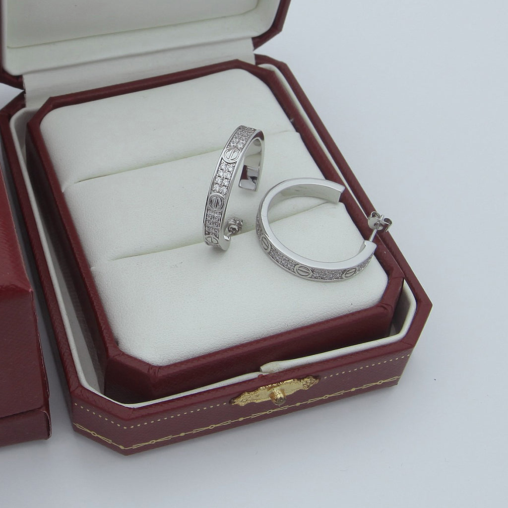[Rani Jewelry] LOVE EARRINGS 3.6MM DIAMOND PAVED