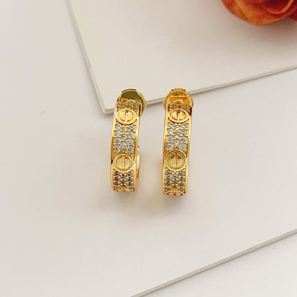 [Rani Jewelry] LOVE 5.5MM DIAMOND PAVED EARRINGS