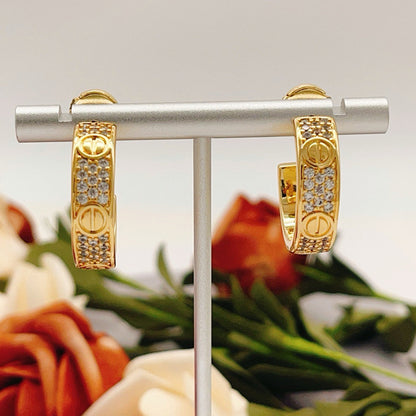 [Rani Jewelry] LOVE 5.5MM DIAMOND PAVED EARRINGS