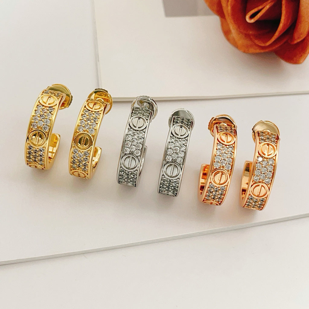 [Rani Jewelry] LOVE 5.5MM DIAMOND PAVED EARRINGS