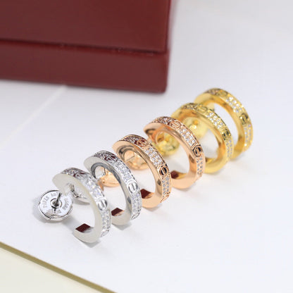 [Rani Jewelry] LOVE 5.5MM DIAMOND PAVED EARRINGS