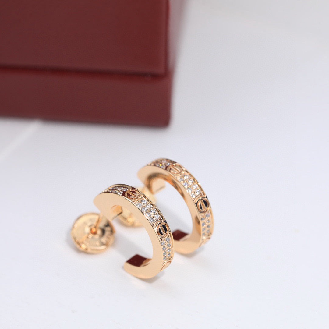 [Rani Jewelry] LOVE 5.5MM DIAMOND PAVED EARRINGS